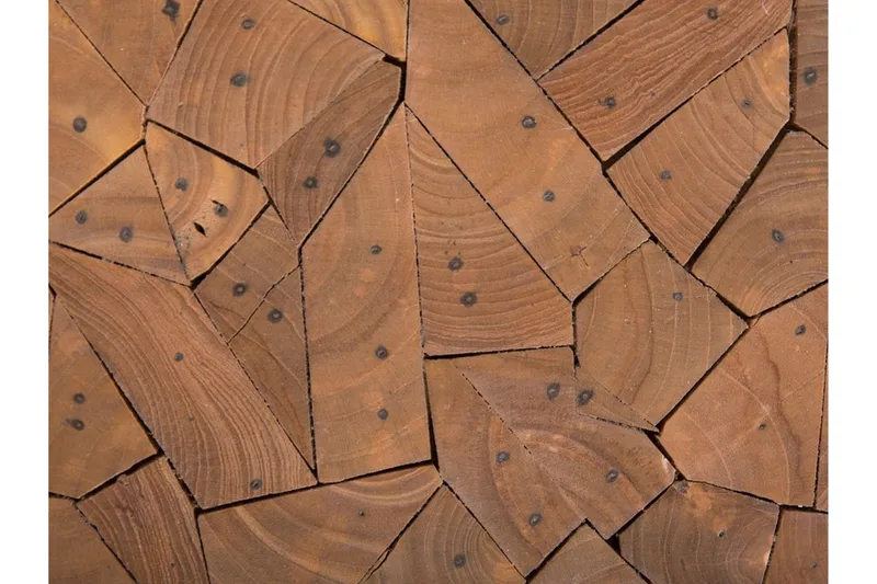 Dawson Rundt Sofabord 30 cm i Teak med Mosaikkmønster - Brun - Møbler - Bord - Sofabord & salongbord
