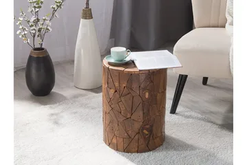 Dawson Rundt Sofabord 30 cm i Teak med Mosaikkmønster - Brun - Møbler - Bord - Sofabord & salongbord
