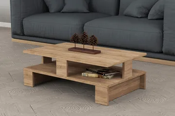 Decorta Sofabord 80 cm med Oppbevaringshylle - Eikefarge - Møbler - Bord - Sofabord & salongbord - Sofabord med oppbevaring