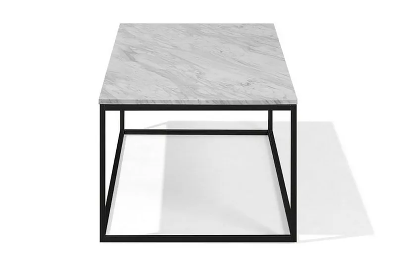 Delano 100 cm Rektangulært Salongbord i Marmor med Understell i Metall - Hvit - Møbler - Bord - Sofabord & salongbord