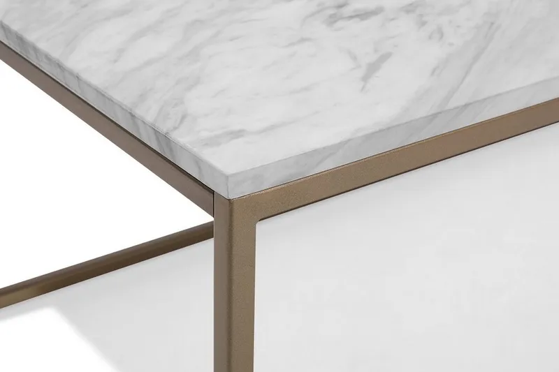 Delano Rektangulært Sofabord 100 cm i Marmor med Metallramme - Hvit - Møbler - Bord - Sofabord & salongbord