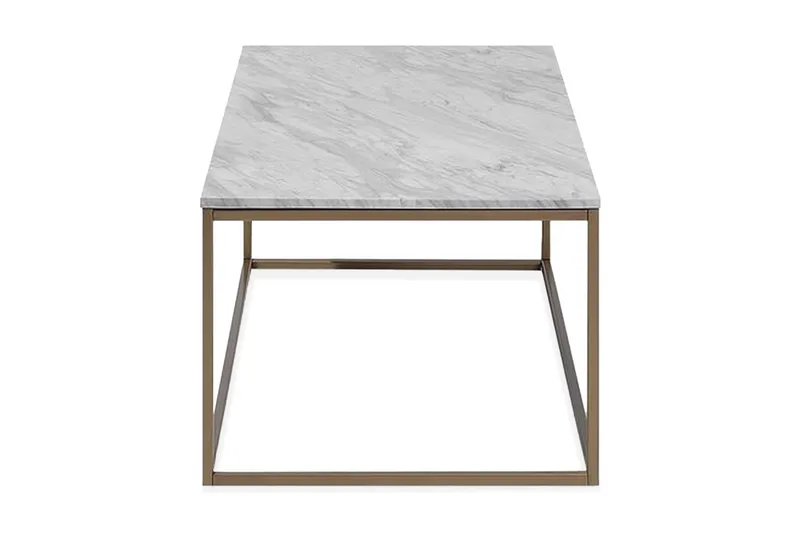 Delano Rektangulært Sofabord 100 cm i Marmor med Metallramme, Hvit