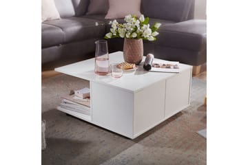 Delgadillo Kvadratisk Sofabord 70 cm med Skuffer og Hjul i Malt Tre - Hvit - Møbler - Bord - Sofabord & salongbord - Sofabord med hjul