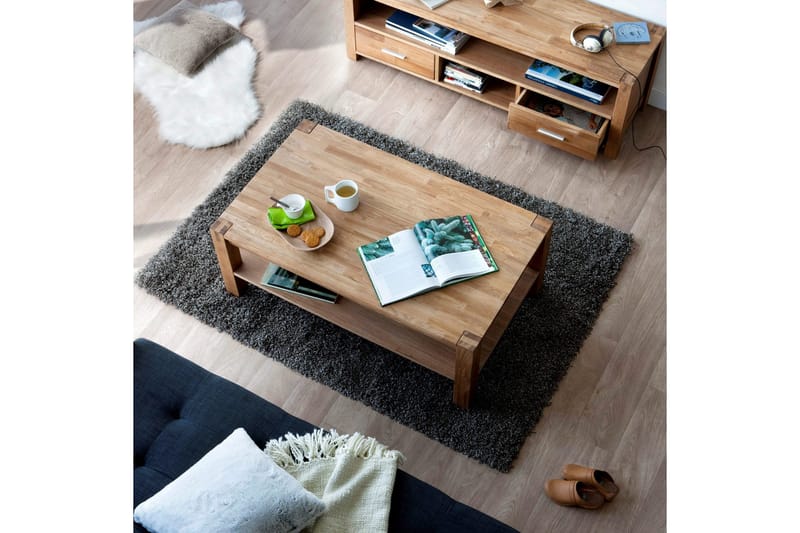 Demottte Sofabord 110 cm med Oppbevaringshylle - Eikefiner - Møbler - Bord - Sofabord & salongbord