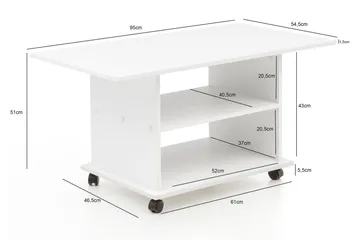 Dewand Sofabord 95 cm - Hvit - Møbler - Bord - Sofabord & salongbord