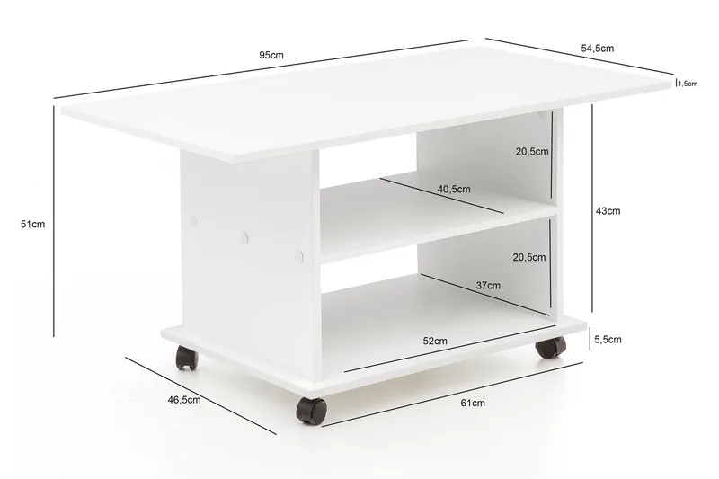 Dewand Sofabord 95 cm - Hvit - Møbler - Bord - Sofabord & salongbord