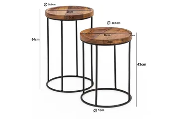Dewester Settbord 31 cm 2 Bord - Massivt Tre/Svart - Møbler - Bord - Sofabord & salongbord