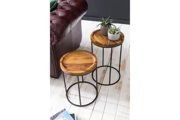 Dewester Settbord 31 cm 2 Bord - Massivt Tre/Svart - Møbler - Bord - Sofabord & salongbord