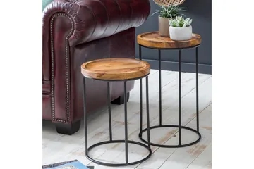 Dewester Settbord 31 cm 2 Bord - Massivt Tre/Svart - Møbler - Bord - Sofabord & salongbord