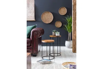 Dewester Settbord 31 cm 2 Bord - Massivt Tre/Svart - Møbler - Bord - Sofabord & salongbord