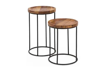 Dewester Settbord 31 cm 2 Bord - Massivt Tre/Svart - Møbler - Bord - Sofabord & salongbord