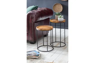 Dewester Settbord 31 cm 2 Bord - Massivt Tre/Svart - Møbler - Bord - Sofabord & salongbord