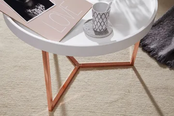 Dhir Sofabord 59 cm Rundt - Hvit/Messing - Møbler - Bord - Sofabord & salongbord