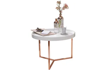 Dhir Sofabord 59 cm Rundt - Hvit/Messing - Møbler - Bord - Sofabord & salongbord