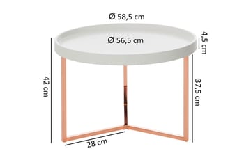 Dhir Sofabord 59 cm Rundt - Hvit/Messing - Møbler - Bord - Sofabord & salongbord