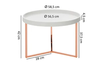 Dhir Sofabord 59 cm Rundt - Hvit/Messing - Møbler - Bord - Sofabord & salongbord