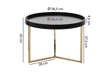 Dhir Sofabord 59 cm Rundt - Svart/Gull - Møbler - Bord - Sofabord & salongbord