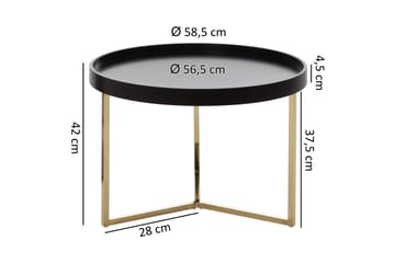 Dhir Sofabord 59 cm Rundt - Svart/Gull - Møbler - Bord - Sofabord & salongbord