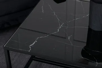 Dipp Sofabord 130 cm Marmormønster - Glas/Sort/Messing - Møbler - Bord - Sofabord & salongbord