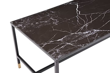 Dipp Sofabord 130 cm Marmormønster - Glas/Sort/Messing - Møbler - Bord - Sofabord & salongbord