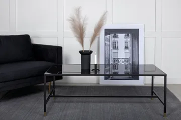 Dipp Sofabord 130 cm Marmormønster - Glas/Sort/Messing - Møbler - Bord - Sofabord & salongbord