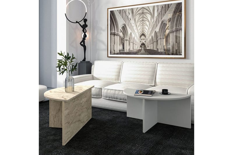 Sofabord Dolcer Grå / Travertin - Grå / Travertin - Møbler - Bord - Sofabord & salongbord