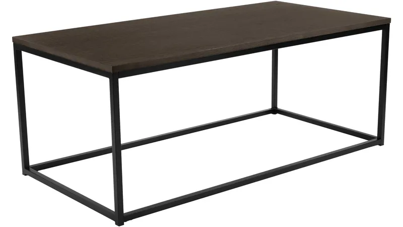 Sofabord Dover 120x60 cm, Mørkebrun eikefiner med svartlakkerte metallben