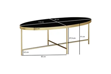 Dredyn Sofabord 110 cm Ovalt - Glass/Svart/Gull - Møbler - Bord - Sofabord & salongbord