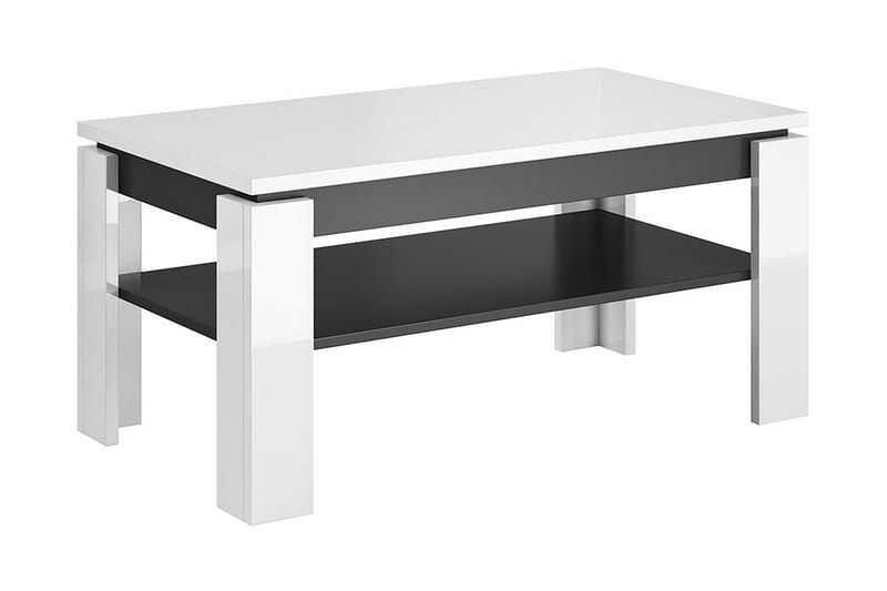 Duvetorp Sofabord 100 cm med Oppbevaringshylle - Hvit/Grafitgrå - Sofabord & salongbord