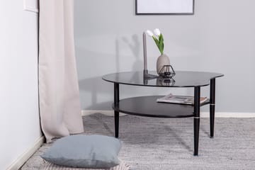 Egg Ovalt Sofabord med Hylle 101x80 cm i Glass med Metallben - Røykgrå - Møbler - Bord - Sofabord & salongbord