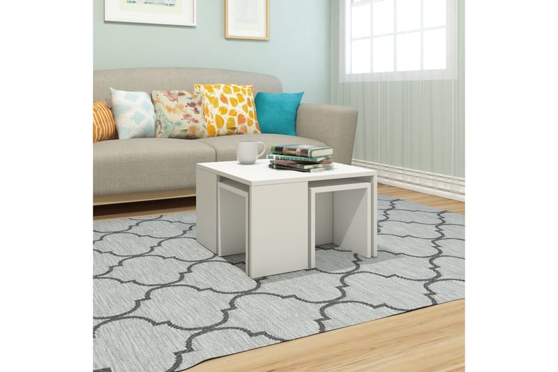 Elegancia Settbord 60 cm 4 Bord - Hvit - Møbler - Bord - Sofabord & salongbord