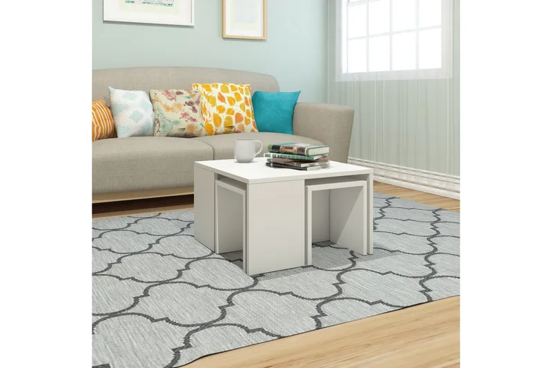 Elegancia Settbord 60 cm 4 Bord - Hvit - Møbler - Bord - Sofabord & salongbord