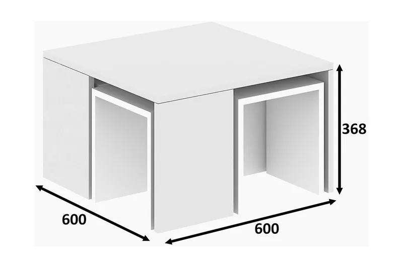 Elegancia Settbord 60 cm 4 Bord - Hvit - Møbler - Bord - Sofabord & salongbord