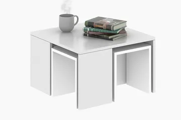 Elegancia Settbord 60 cm 4 Bord - Hvit - Møbler - Bord - Sofabord & salongbord