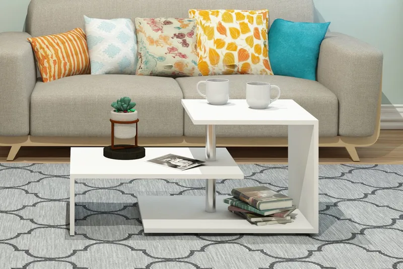 Elegancia Sofabord 100 cm med Oppbevaringshylle - Hvit - Møbler - Bord - Sofabord & salongbord - Sofabord med oppbevaring