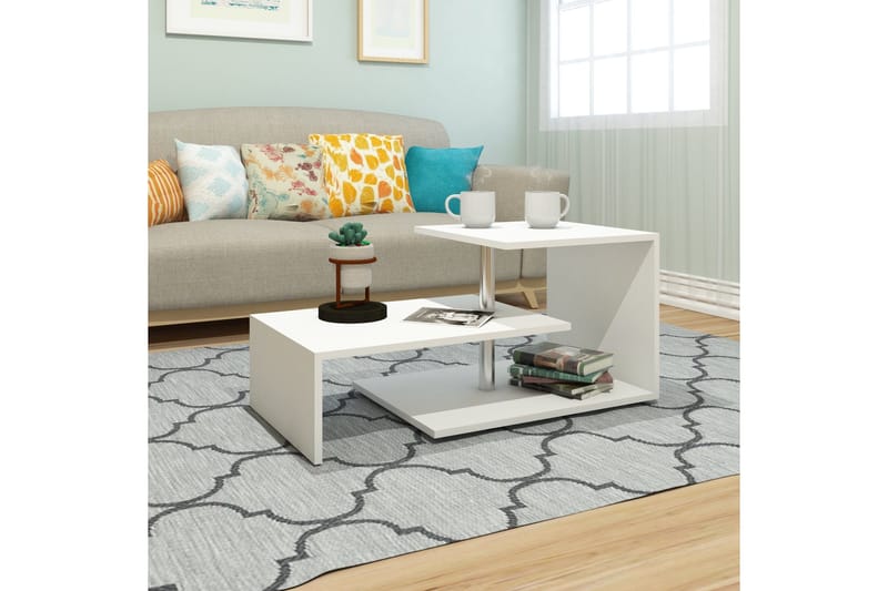 Elegancia Sofabord 100 cm med Oppbevaringshylle - Hvit - Møbler - Bord - Sofabord & salongbord