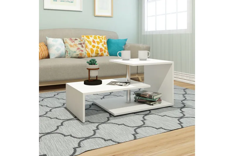 Elegancia Sofabord 100 cm med Oppbevaringshylle - Hvit - Møbler - Bord - Sofabord & salongbord - Sofabord med oppbevaring