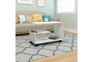 Elegancia Sofabord 80 cm med Oppbevaringshylle på Hjul - Hvit - Møbler - Bord - Sofabord & salongbord - Sofabord med oppbevaring