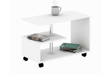 Elegancia Sofabord 80 cm med Oppbevaringshylle på Hjul - Hvit - Møbler - Bord - Sofabord & salongbord - Sofabord med oppbevaring
