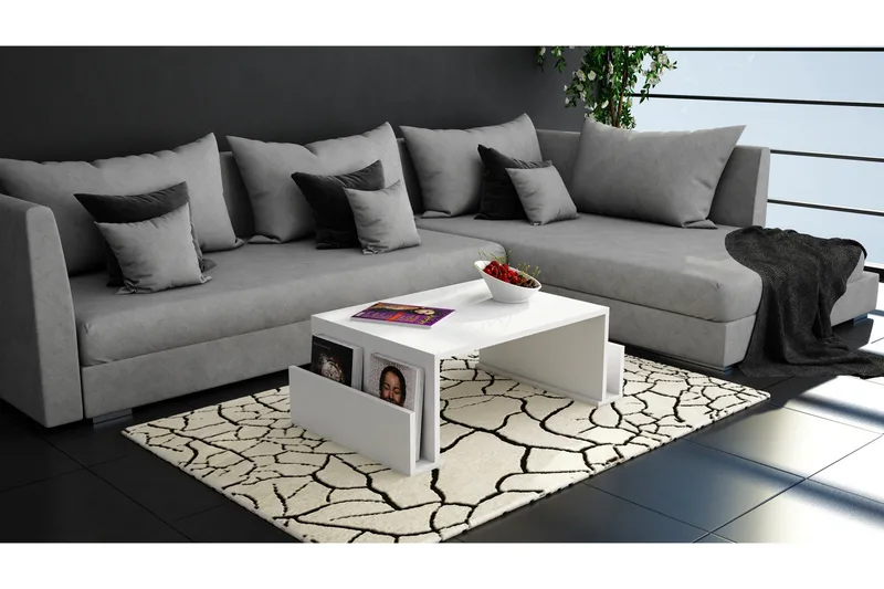 Elegancia Sofabord 95 cm med TidningsOppbevaring - Hvit - Møbler - Bord - Sofabord & salongbord