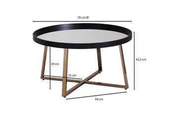 Elphin Sofabord 78 cm Rundt - Glass/Svart - Møbler - Bord - Sofabord & salongbord