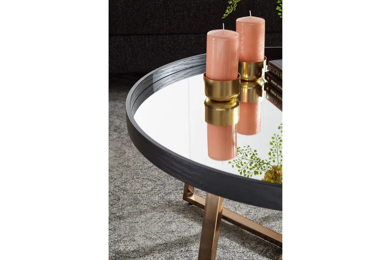 Elphin Sofabord 78 cm Rundt - Glass/Svart - Møbler - Bord - Sofabord & salongbord