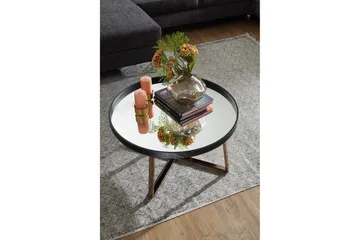 Elphin Sofabord 78 cm Rundt - Glass/Svart - Møbler - Bord - Sofabord & salongbord