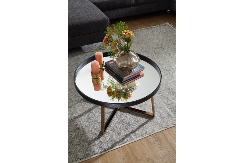 Elphin Sofabord 78 cm Rundt - Glass/Svart - Møbler - Bord - Sofabord & salongbord