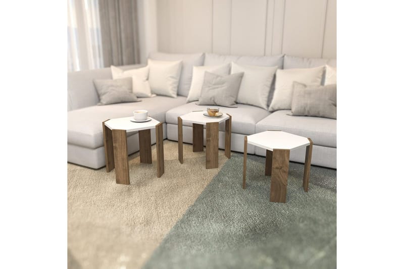 Sofabord Elvaran Hvit / Valnøtt - Brun/Hvit - Møbler - Bord - Sofabord & salongbord