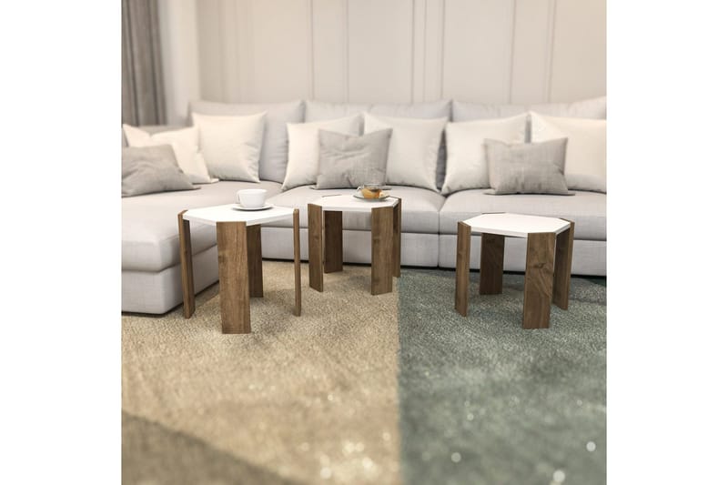 Sofabord Elvaran Hvit / Valnøtt - Brun/Hvit - Møbler - Bord - Sofabord & salongbord