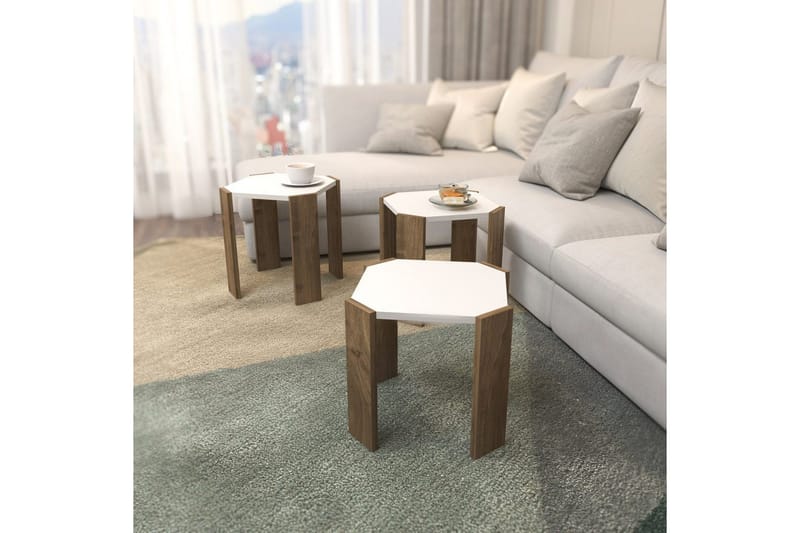 Sofabord Elvaran Hvit / Valnøtt - Brun/Hvit - Møbler - Bord - Sofabord & salongbord
