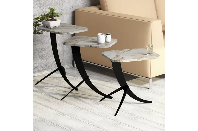 Erykah Settbord 45 cm - Hvit / Svart - Møbler - Bord - Sofabord & salongbord