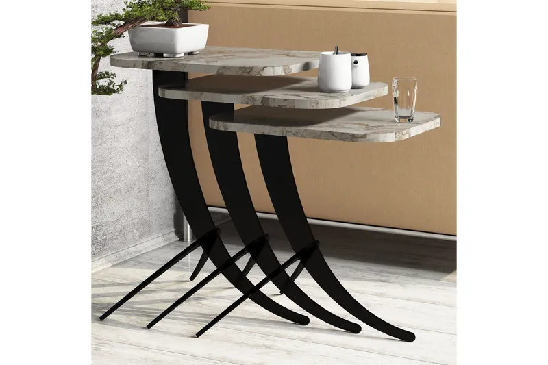 Erykah Settbord 45 cm - Hvit / Svart - Møbler - Bord - Sofabord & salongbord