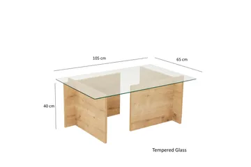 Escape 65 cm Rektangulært Salongbord i Glass med Understell i Tre - Klar - Møbler - Bord - Sofabord & salongbord